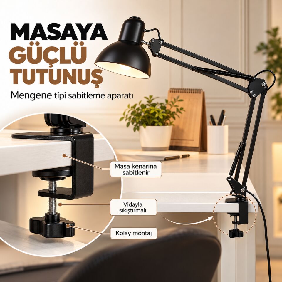 E27 DUY SİYAH  MASA LAMBASI - KÖLN