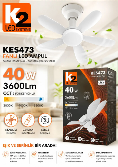 KES473 40W E27 VANTİLATÖRLÜ LED AMPUL